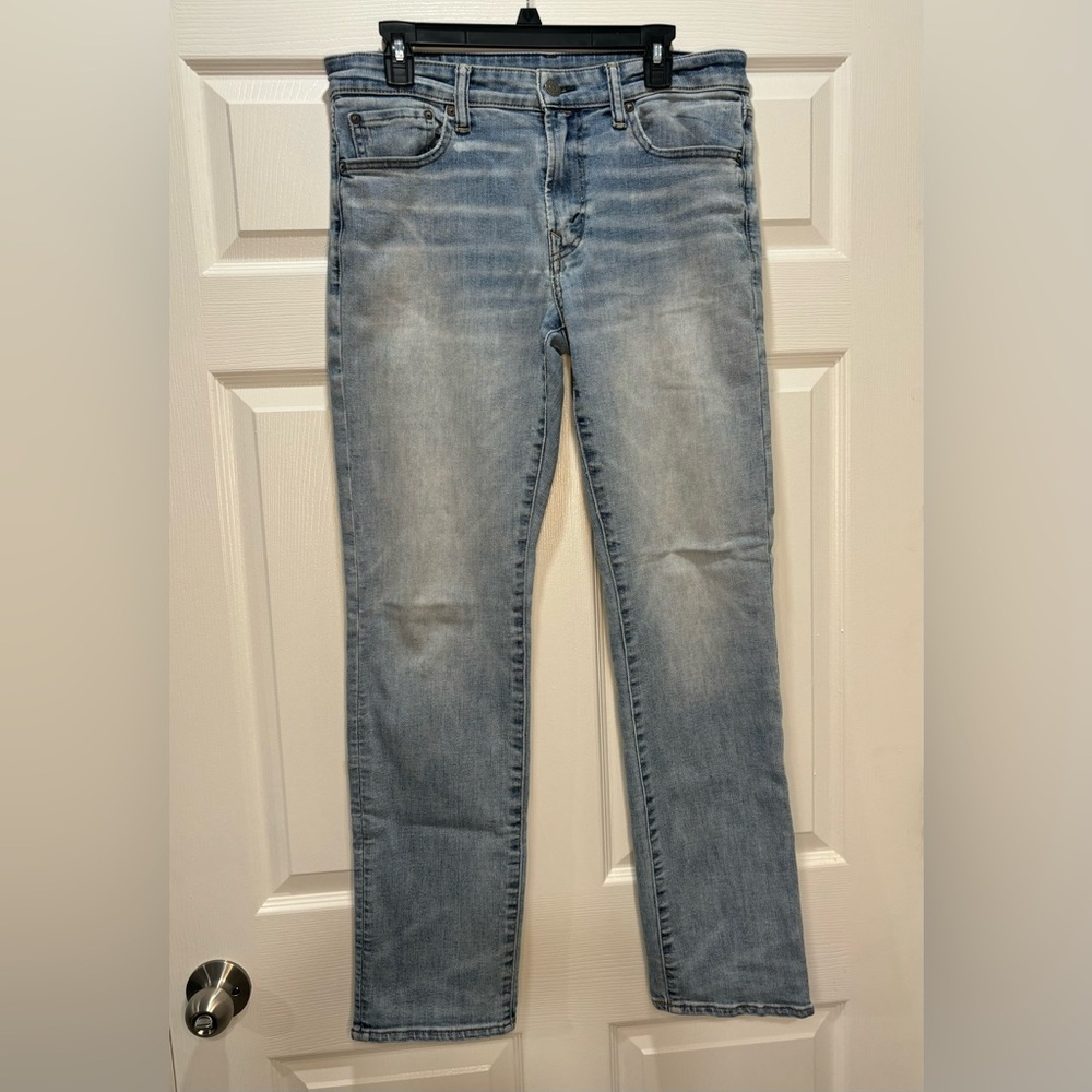 American Eagle Mens Next Level Flex‎ Light Wash Slim Straight Jeans  Size 33x34